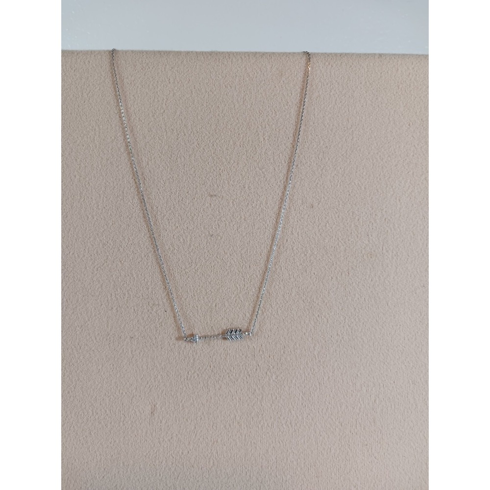 Inline Arrow Pendant Necklace Sterling Silver 925 CZ Adjustable 16" to 18"